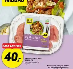 Bunnpris KYLLINGFILET STORE STRIMLER, NOK 40 tilbud