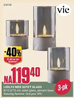 Europris LEDLYS MED SOTET GLASS, NOK 119.4 tilbud