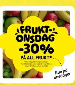 Bunnpris 30% på all frukt tilbud