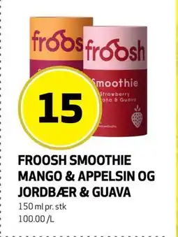 Bunnpris FROOSH SMOOTHIE MANGO & APPELSIN OG JORDBÆR & GUAVA, NOK 15 tilbud