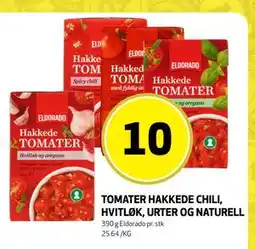 Bunnpris TOMATER HAKKEDE CHILI, HVITLØK, URTER OG NATURELL, NOK 10 tilbud
