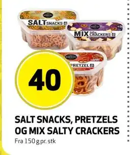 Bunnpris SALT SNACKS, PRETZELS OG MIX SALTY CRACKERS, NOK 40 tilbud