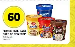 Bunnpris Fløteis Smil, Daim, Oreo og Non Stop, NOK 60 tilbud