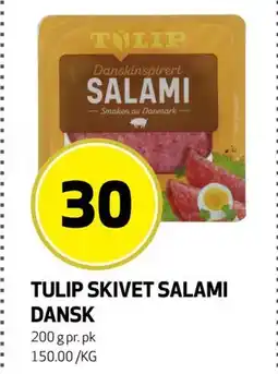 Bunnpris TULIP SKIVET SALAMI DANSK, NOK 30 tilbud