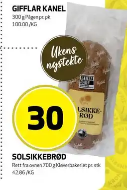 Bunnpris SOLSIKKEBRØD, NOK 30 tilbud