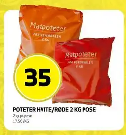 Bunnpris POTETER HVITE/RØDE 2 KG POSE, NOK 35 tilbud