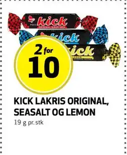 Bunnpris KICK LAKRIS ORIGINAL, SEASALT OG LEMON, NOK 10 tilbud