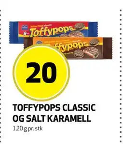 Bunnpris TOFFYPOPS CLASSIC OG SALT KARAMELL, NOK 20 tilbud
