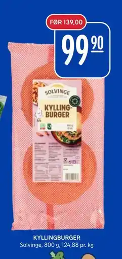 Rema 1000 KYLLINGBURGER, NOK 99.9 tilbud