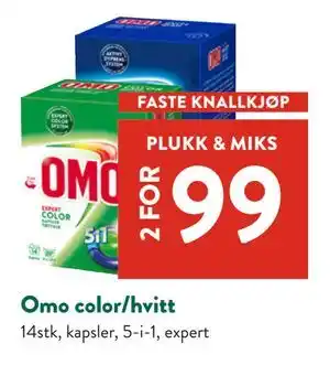 Jacobs Omo color/hvitt, NOK 99 tilbud