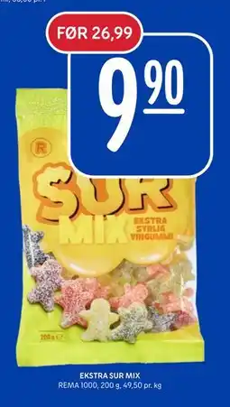 Rema 1000 EKSTRA SUR MIX, NOK 9.9 tilbud