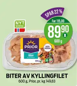 Kiwi PRIOR Biter av kyllingfilet tilbud