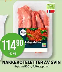 Kiwi FOLKETS Nakkekoteletter av svin tilbud