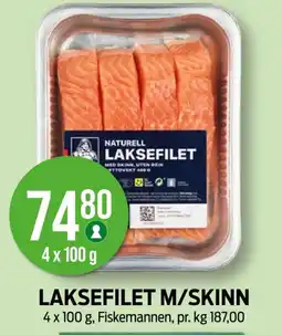 Kiwi FISKEMANNEN Laksefilet m/skinn tilbud