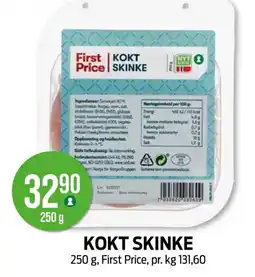 Kiwi FIRST PRICE Kokt skinke tilbud