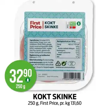 Kiwi FIRST PRICE Kokt skinke tilbud