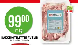 Kiwi FIRST PRICE Nakkekoteletter av svin tilbud