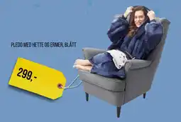 Biltema Pledd med hette og ermer, blått tilbud