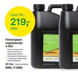 Felleskjøpet Felleskjøpet sagkjedeolje 4 liter, NOK 219 tilbud