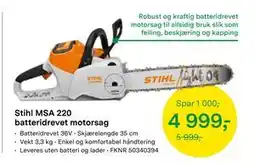Felleskjøpet Stihl MSA 220 batteridrevet motorsag, NOK 4999 tilbud