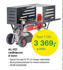 Felleskjøpet AL-KO vedkløyver 4 tonn, NOK 3369 tilbud