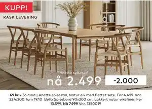 Skeidar Anette spisestol, NOK 2499 tilbud