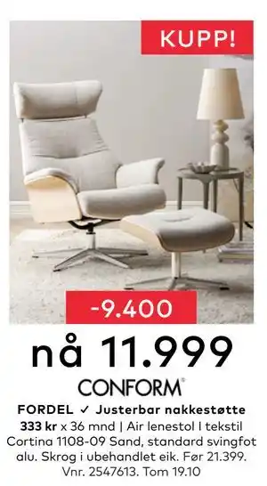 Skeidar Air lenestol, NOK 11999 tilbud
