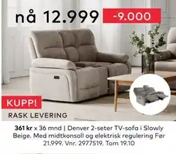 Skeidar Denver 2-seter TV-sofa, NOK 12999 tilbud