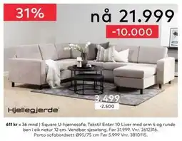 Skeidar Square U-hjørnesofa, NOK 21999 tilbud