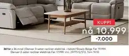 Skeidar Denver 2-seter recliner elektrisk, NOK 10999 tilbud
