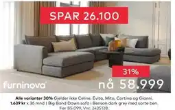 Skeidar Big Band Dawn sofa, NOK 58999 tilbud