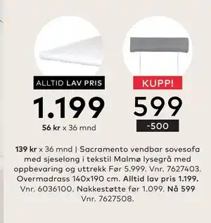 Skeidar Nakkestøtte, NOK 599 tilbud