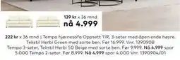 Skeidar Tempo 2-seter, Tempo 3-seter, NOK 4999 tilbud