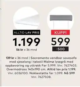 Skeidar Overmadrass, NOK 1199 tilbud