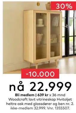 Skeidar Woodcraft lavt vitrineskap, NOK 32999, Medlemspris tilbud