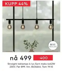 Skeidar Straight taklampe 4-lys, NOK 499 tilbud