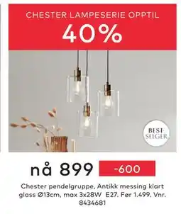 Skeidar CHESTER LAMPESERIE, NOK 899 tilbud