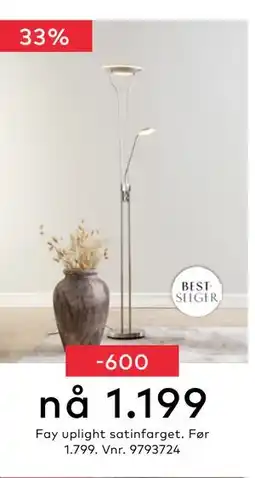 Skeidar Fay uplight satinfarget, NOK 1199 tilbud