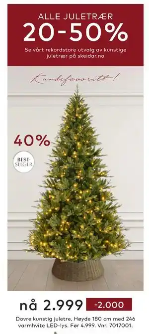 Skeidar Dovre kunstig juletre, NOK 2999 tilbud