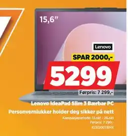 POWER Lenovo IdeaPad Slim 3 Bærbar PC, NOK 5299 tilbud