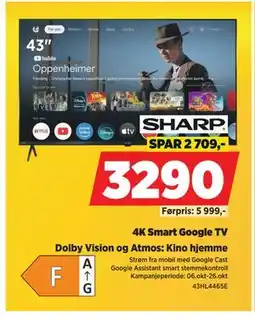 POWER 4K Smart Google TV, NOK 3290 tilbud