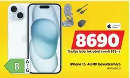 POWER iPhone 15. 48 MP hovedkamera, NOK 8690 tilbud