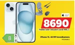 POWER iPhone 15. 48 MP hovedkamera, NOK 8690 tilbud