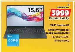 POWER 15,6 bærbar PC, NOK 3999 tilbud