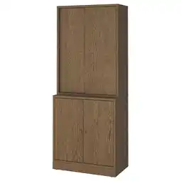 IKEA Tonstad Oppbevaring med skyvedører, brun beiset eikefiner, 82x47x201 cm tilbud