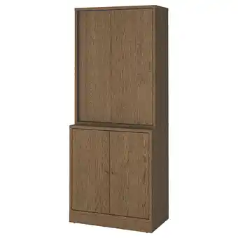IKEA Tonstad Oppbevaring med skyvedører, brun beiset eikefiner, 82x47x201 cm tilbud