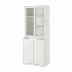 IKEA Tonstad Oppbevaringskombinasjon skyvedører, offwhite/klart glass, 81x47x201 cm tilbud