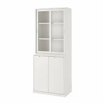 IKEA Tonstad Oppbevaringskombinasjon skyvedører, offwhite/klart glass, 81x47x201 cm tilbud