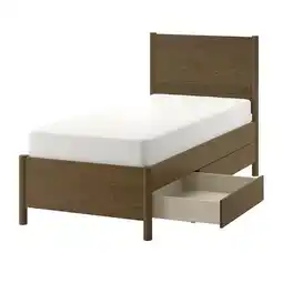 IKEA Tonstad Sengestamme med oppbevaring, brun beiset eikefiner/lönset, 90x200 cm tilbud