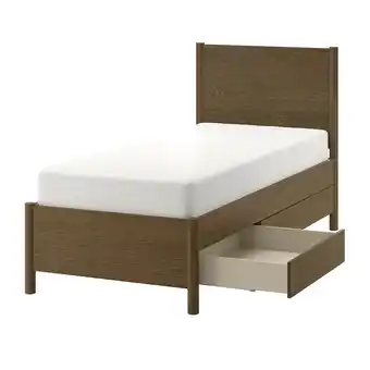 IKEA Tonstad Sengestamme med oppbevaring, brun beiset eikefiner/lönset, 90x200 cm tilbud